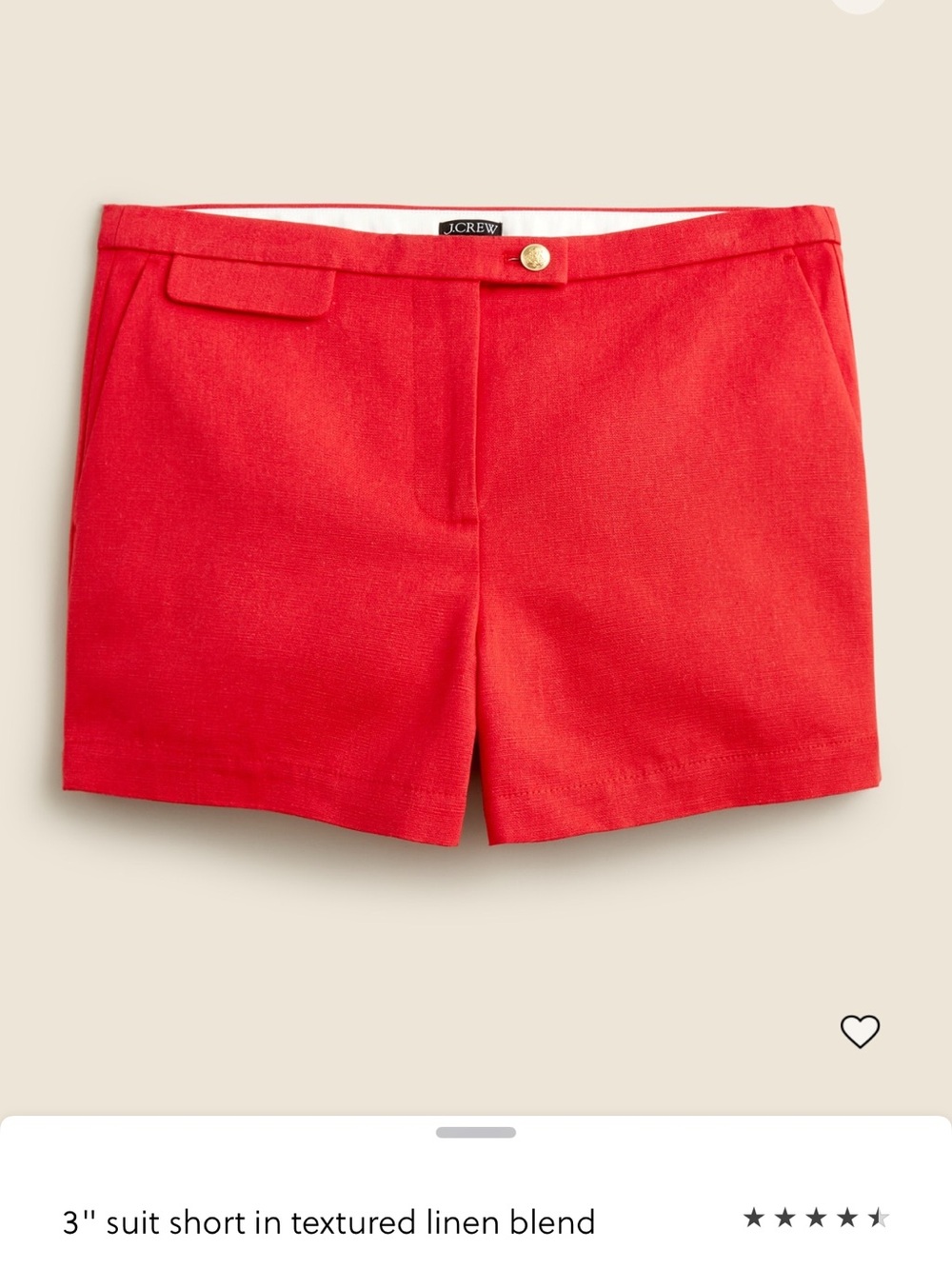J. Crew Red Linen Blend Tailored Shorts